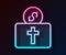 Glowing neon line Donation for church icon isolated on black background. Vector