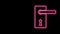 Glowing neon line Door handle icon isolated on black background. Door lock sign. 4K Video motion graphic animation