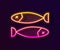 Glowing neon line Dried fish icon isolated on black background. Vector Illustration