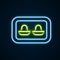 Glowing neon line Earplugs with storage box icon isolated on black background. Ear plug sign. Noise symbol. Sleeping