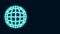 Glowing neon line Earth globe icon isolated on black background. World or Earth sign. Global internet symbol. Geometric