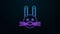 Glowing neon line Easter rabbit icon isolated on black background. Easter Bunny. 4K Video motion graphic animation