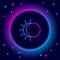 Glowing neon line Eclipse of the sun icon isolated on black background. Total sonar eclipse. Colorful outline concept