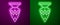 Glowing neon line Egyptian vase icon isolated on purple and green background. Symbol of ancient Egypt. Vector