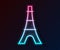 Glowing neon line Eiffel tower icon isolated on black background. France Paris landmark symbol. Vector