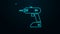 Glowing neon line Electric cordless screwdriver icon isolated on black background. Electric drill machine. Repair tool
