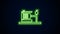 Glowing neon line Electric water pump icon isolated on black background. 4K Video motion graphic animation
