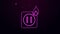 Glowing neon line Electric wiring of socket in fire icon isolated on purple background. Electrical safety concept. Plug