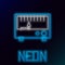 Glowing neon line Electrical measuring instrument icon isolated on black background. Analog devices. Electrical