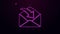 Glowing neon line Envelope icon isolated on purple background. Received message concept. New, email incoming message