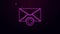 Glowing neon line Envelope icon isolated on purple background. Received message concept. New, email incoming message