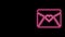 Glowing neon line Envelope with Valentine heart icon isolated on black background. Letter love and romance. 4K Video