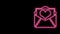 Glowing neon line Envelope with Valentine heart icon isolated on black background. Letter love and romance. 4K Video