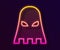 Glowing neon line Executioner mask icon isolated on black background. Hangman, torturer, executor, tormentor, butcher