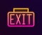 Glowing neon line Exit icon isolated on black background. Fire emergency icon. Vector