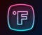 Glowing neon line Fahrenheit icon isolated on black background. Vector