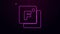 Glowing neon line Fahrenheit icon isolated on purple background. 4K Video motion graphic animation