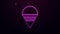 Glowing neon line Fire cone bucket icon isolated on purple background. Metal cone bucket empty or with water for fire