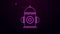 Glowing neon line Fire hydrant icon isolated on purple background. 4K Video motion graphic animation