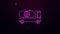 Glowing neon line Fuel tanker truck icon isolated on purple background. Gasoline tanker. 4K Video motion graphic