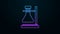 Glowing neon line Glass test tube flask on stand icon isolated on black background. Laboratory equipment. 4K Video