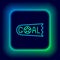 Glowing neon line Goal soccer football icon isolated on black background. Colorful outline concept. Vector