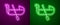 Glowing neon line Gondola boat italy venice icon isolated on purple and green background. Tourism rowing transport romantic.