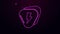 Glowing neon line Guitar pick icon isolated on purple background. Musical instrument. 4K Video motion graphic animation