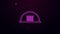 Glowing neon line Hangar icon isolated on purple background. 4K Video motion graphic animation