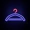 Glowing neon line Hanger wardrobe icon isolated on brick wall background. Cloakroom icon. Clothes service symbol