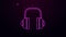 Glowing neon line Headphones icon isolated on purple background. Support customer service, hotline, call center, faq