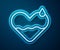 Glowing neon line Heart heal icon isolated on blue background. Vector Illustration