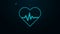 Glowing neon line Heart rate icon isolated on black background. Heartbeat sign. Heart pulse icon. Cardiogram icon. 4K