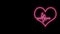 Glowing neon line Heart rate icon isolated on black background. Heartbeat sign. Heart pulse icon. Cardiogram icon. 4K