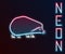 Glowing neon line Hedgehog icon isolated on black background. Animal symbol. Colorful outline concept. Vector
