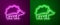 Glowing neon line Hedgehog icon isolated on purple and green background. Animal symbol. Vector