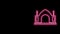 Glowing neon line Hindu spiritual temple icon isolated on black background. 4K Video motion graphic animation