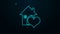 Glowing neon line House with heart shape icon isolated on black background. Love home symbol. Family, real estate and