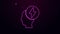 Glowing neon line Human head and electric symbol icon isolated on purple background. 4K Video motion graphic animation
