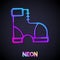 Glowing neon line Hunter boots icon isolated on black background. Vector