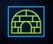 Glowing neon line Igloo ice house icon isolated on brick wall background. Snow home, Eskimo dome-shaped hut winter
