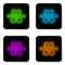 Glowing neon line Incognito mode icon isolated on white background. Black square button. Vector