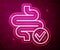 Glowing neon line Intestines icon isolated on isolated on red background. Human body internal organs. Vector