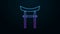 Glowing neon line Japan Gate icon isolated on black background. Torii gate sign. Japanese traditional classic gate