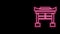 Glowing neon line Japan Gate icon isolated on black background. Torii gate sign. Japanese traditional classic gate