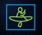 Glowing neon line Kayak and paddle icon isolated on brick wall background. Kayak and canoe for fishing and tourism