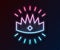 Glowing neon line King crown icon isolated on black background. Vector