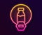 Glowing neon line Lactose free icon isolated on black background. Vector