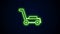 Glowing neon line Lawn mower icon isolated on black background. Lawn mower cutting grass. 4K Video motion graphic