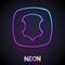 Glowing neon line Leather icon isolated on black background. Vector